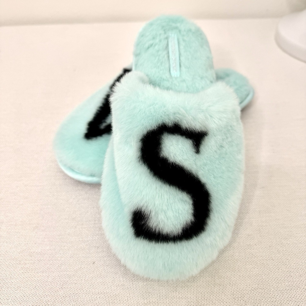 Victoria's Secret Closed-Toe Faux Fur Slippers Mint Green Size Small 5/6 - Picture 6 of 7